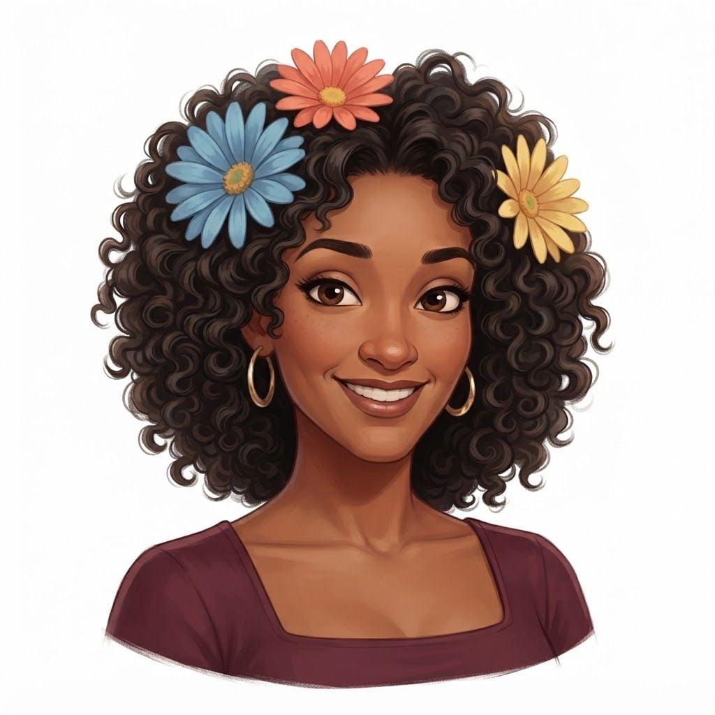 redraw the first image in the exact same art style (2d painterly disney styled potrait) as second image and make sure the face of the woman is recognizable, the illustration will be on solid white background