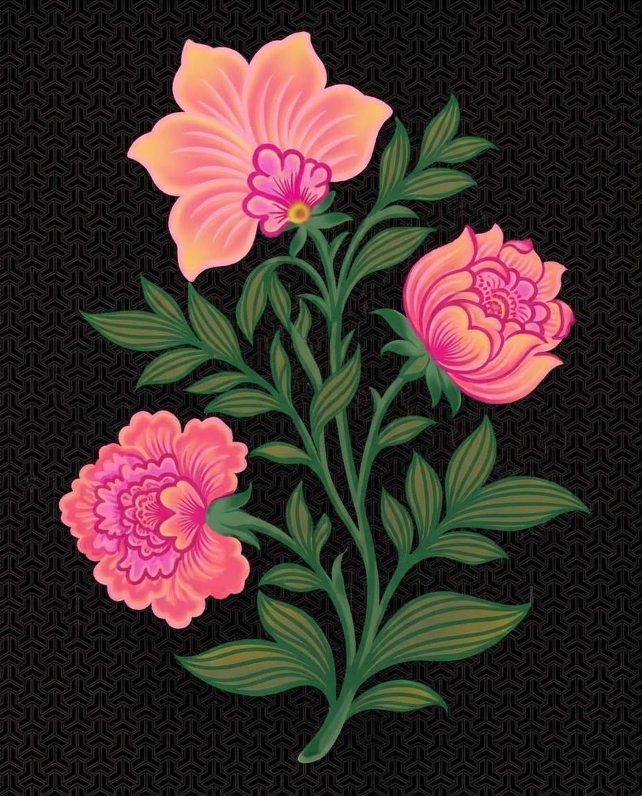 AI Design for make another set of flowers similar to reference image but make them unique and new