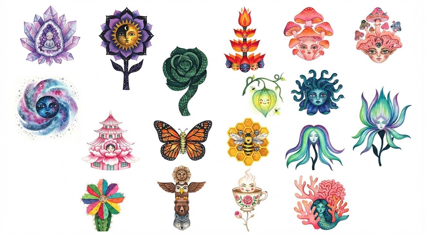 AI Design for make another set of flowers similar to reference image but make them unique and new