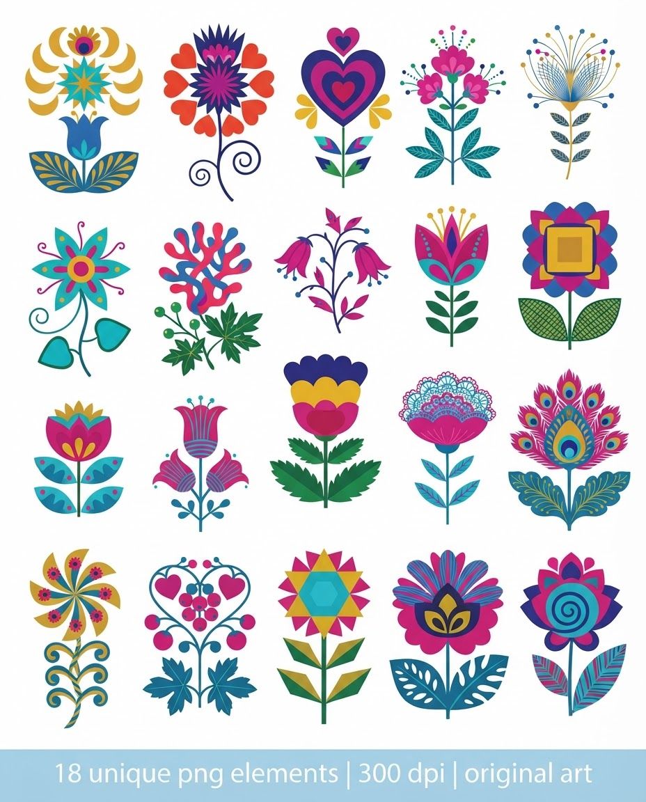 AI Design for make another set of flowers similar to reference image but make them unique and new