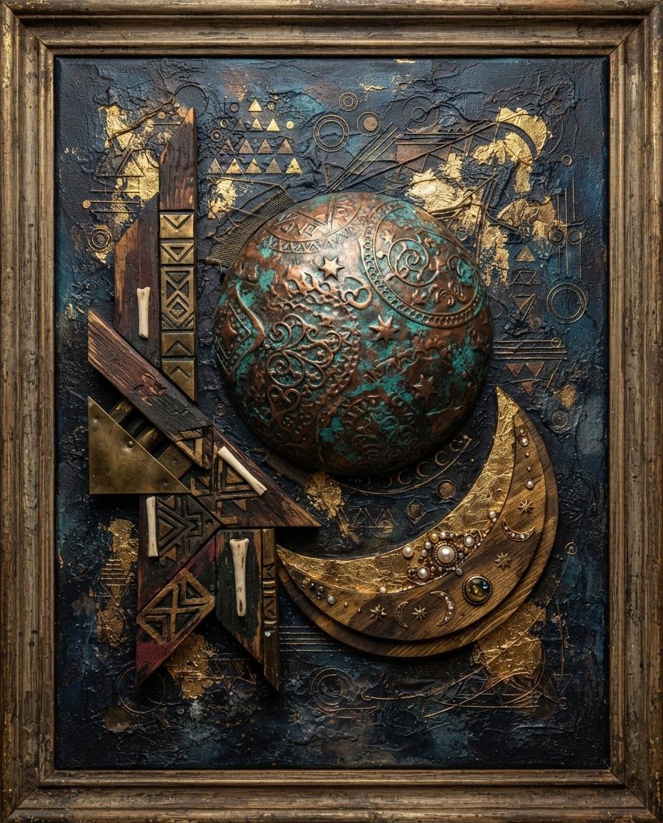 AI Design for create an entirely different version of this art work with the same composition but differen t colors motifs and textures