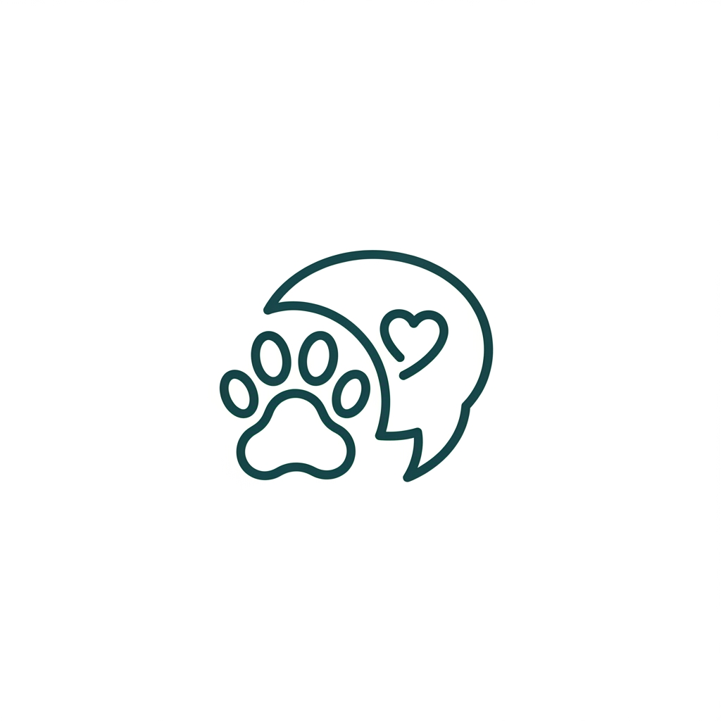 AI Design for Create a logo so simple that it could become as recognizable as the Airbnb, Spotify, or Duolingo logo. Use a single continuous line to combine a pet paw, a chat bubble, and a heart into one elegant symbol. The logo should instantly communicate care, trust, veterinary support, and connection while remaining minimal, premium, friendly, and timeless. Use flat vector graphics with rounded edges and clean geometry. Avoid text-heavy or generic clinic aesthetics. The final design should look perfect as a mobile app icon and website favicon.