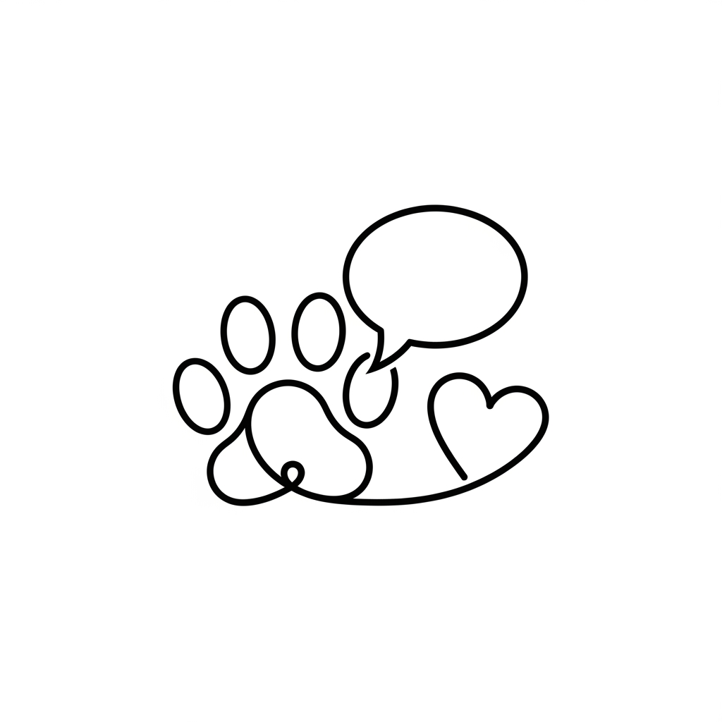 AI Design for Create a logo so simple that it could become as recognizable as the Airbnb, Spotify, or Duolingo logo. Use a single continuous line to combine a pet paw, a chat bubble, and a heart into one elegant symbol. The logo should instantly communicate care, trust, veterinary support, and connection while remaining minimal, premium, friendly, and timeless. Use flat vector graphics with rounded edges and clean geometry. Avoid text-heavy or generic clinic aesthetics. The final design should look perfect as a mobile app icon and website favicon.