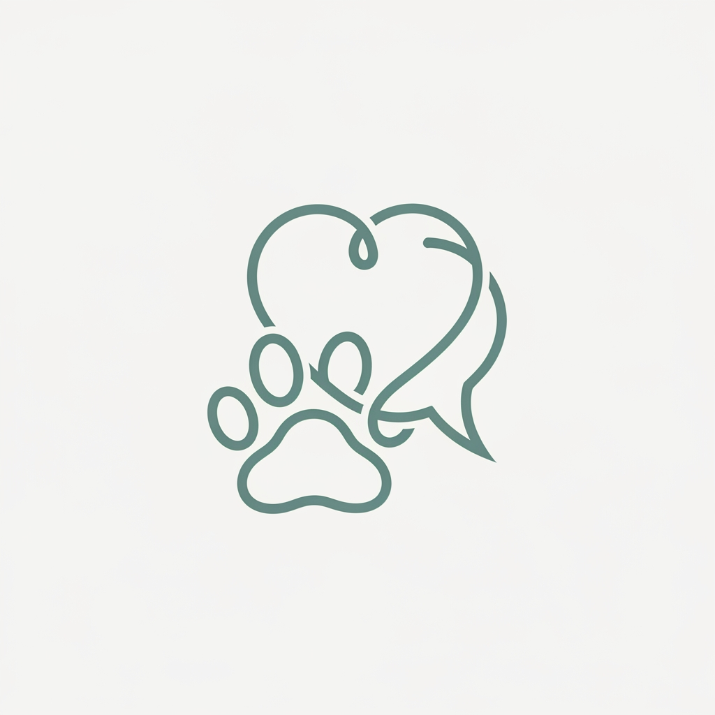 AI Design for Create a logo so simple that it could become as recognizable as the Airbnb, Spotify, or Duolingo logo. Use a single continuous line to combine a pet paw, a chat bubble, and a heart into one elegant symbol. The logo should instantly communicate care, trust, veterinary support, and connection while remaining minimal, premium, friendly, and timeless. Use flat vector graphics with rounded edges and clean geometry. Avoid text-heavy or generic clinic aesthetics. The final design should look perfect as a mobile app icon and website favicon.