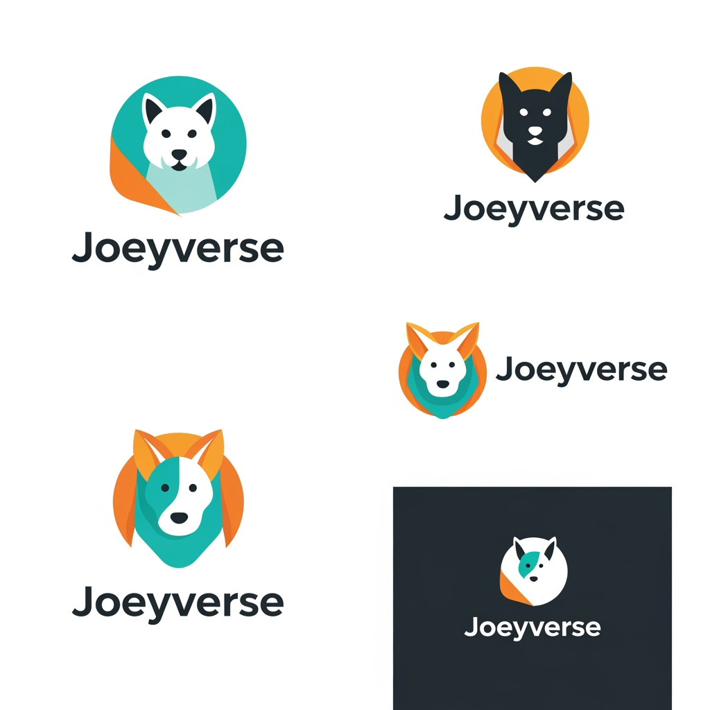 AI Design for Design a premium, minimal, elegant, and cute logo for a pet healthcare platform named "Joeyverse."
Brand Mission: Joeyverse connects pet owners with licensed veterinarians through instant chat and video/audio calls, making pet care accessible, trustworthy, and compassionate.
Logo Style:
Modern, clean, minimalistic
Elegant with soft, friendly curves
Cute but professional (avoid cartoonish or childish)
Flat vector design
Highly recognizable as an app icon and website logo
Scalable for mobile apps, websites, and social media
Concept Ideas:
A simple pet paw seamlessly integrated with a speech bubble or chat icon
A heart subtly formed within a paw print, a paw with orbitals around it with cute pet stuff
A minimalist outline of a dog and cat together
A caring hand embracing a paw
A subtle medical cross hidden within the negative space
A circular or rounded icon symbolizing connection, care, and community
Typography:
Clean rounded sans-serif font
Modern, premium appearance
"Joeyverse" written in lowercase or title case
Balanced spacing and elegant proportions
Color Palette:
Primary: Emerald Green (#22C55E) or Teal (#14B8A6) to represent health and trust
Accent: Warm Coral (#FF7F6A) or Soft Orange (#F59E0B) for compassion
Neutral: White, Charcoal (#1F2937), and Soft Gray (#F8FAFC)
Flat colors only (no gradients)
Design Principles:
Minimal geometric shapes
Plenty of negative space
Soft rounded corners
Premium startup aesthetic similar to Airbnb, Headspace, Stripe, or Notion
Memorable and timeless
Avoid overly detailed illustrations, realistic animals, clip art, and generic veterinary logos
Output Requirements:
Vector logo on a clean white background
Icon-only version
Horizontal logo (icon + Joeyverse)
Monochrome version (black and white)
App icon version (square)
Crisp SVG-style vector artwork
High-end branding suitable for a modern pet-tech startup.