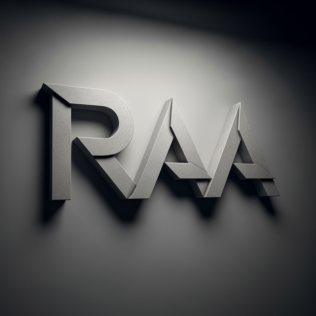 AI Design for Logo - Architecture starts with folding planes.
The logo looks like one sheet of metal or concrete folded into RAA.
No separate letters.
Just folds.
Inspired by:
Zaha Hadid
Daniel Libeskind
Paper engineering