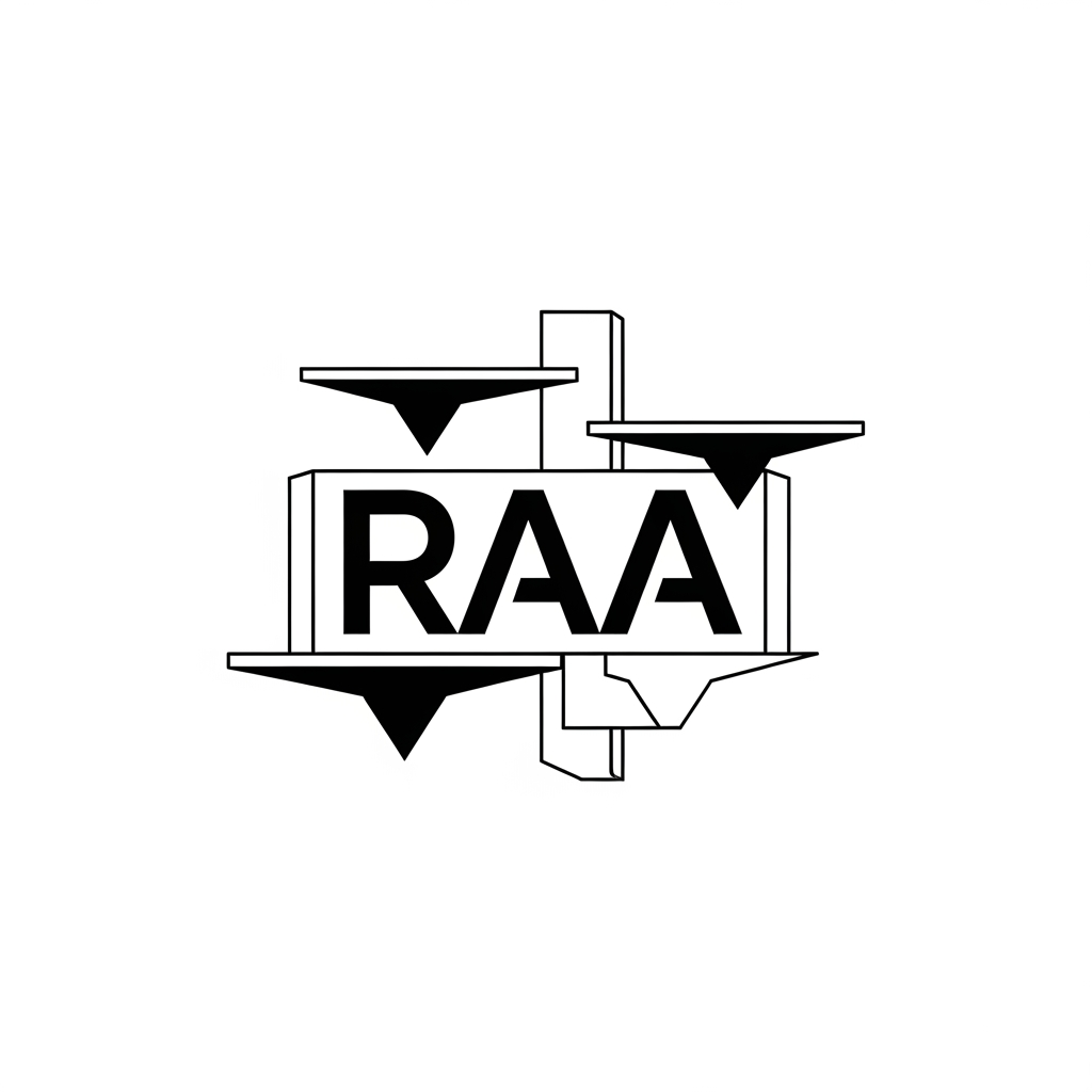 AI Design for 10. Optical Balance
Design a contemporary architectural logo for RAA inspired by balance, cantilevers, floating slabs, and structural tension. Use asymmetrical geometry while maintaining perfect visual balance. The logo should feel engineered, stable, and sophisticated without relying on literal architecture. Clean vector graphics, bold geometric typography, premium branding, black and white only.