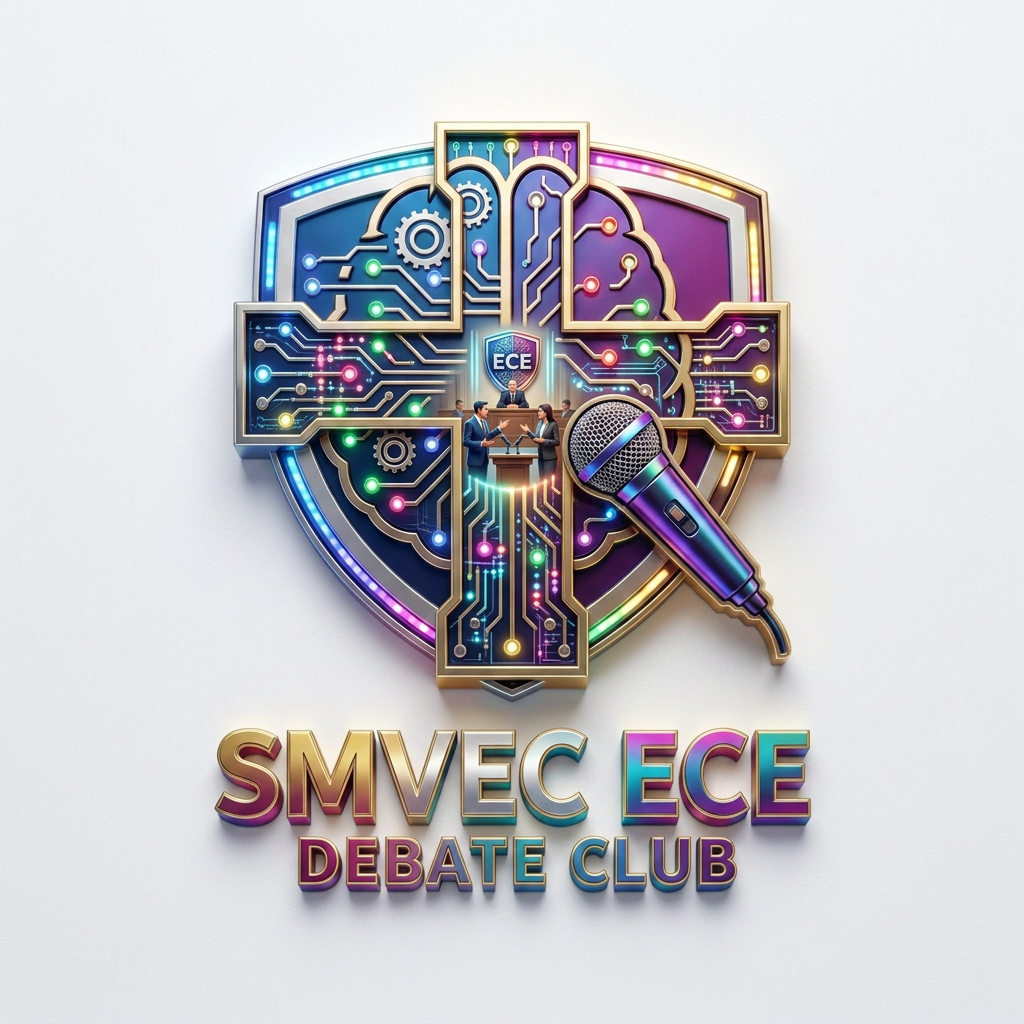 AI Design for like cwc cross logo i wanr smvec ece debate club with some more coloursul