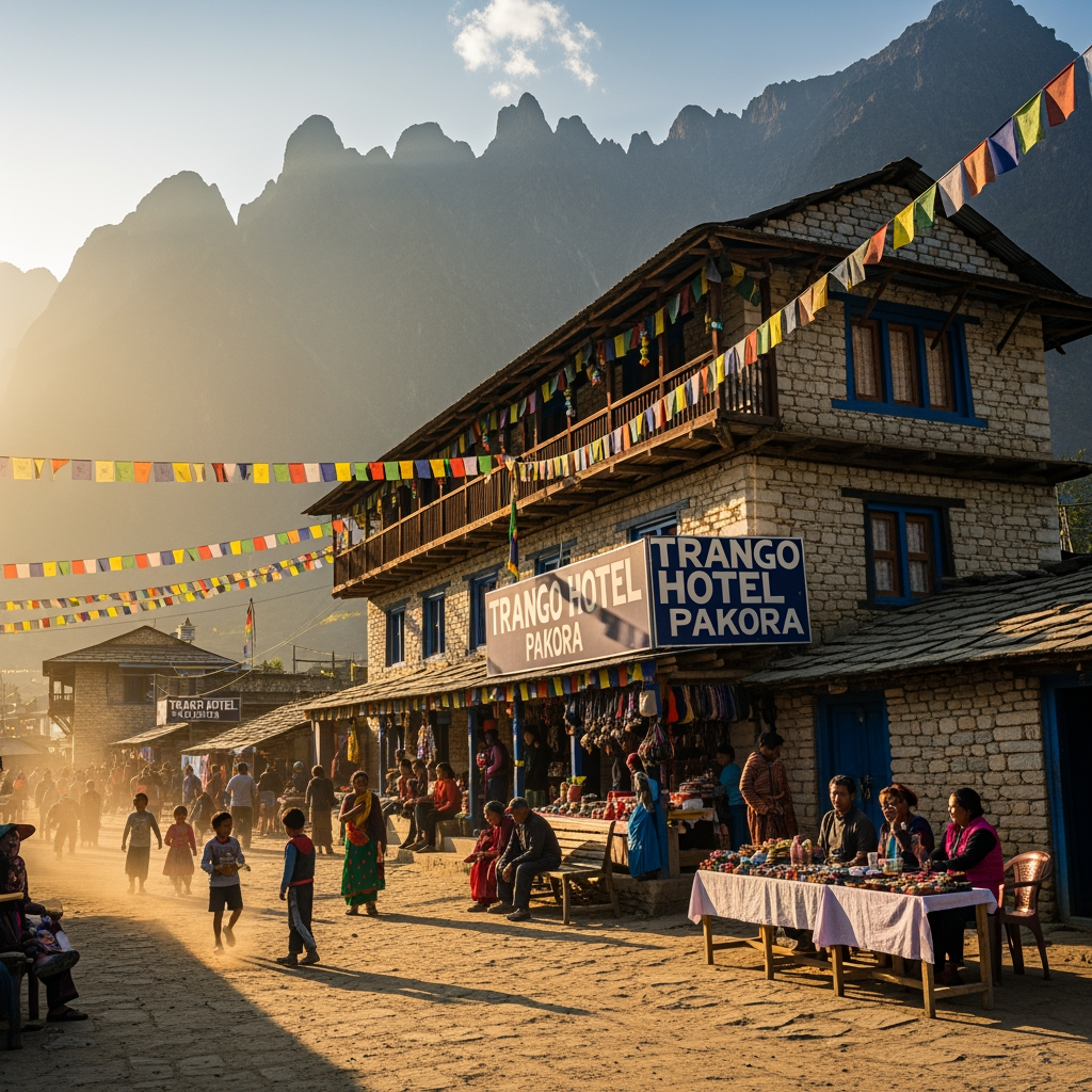 AI Design for trango hotel pakora" yad rahe pakora ek viilage ka nam eha