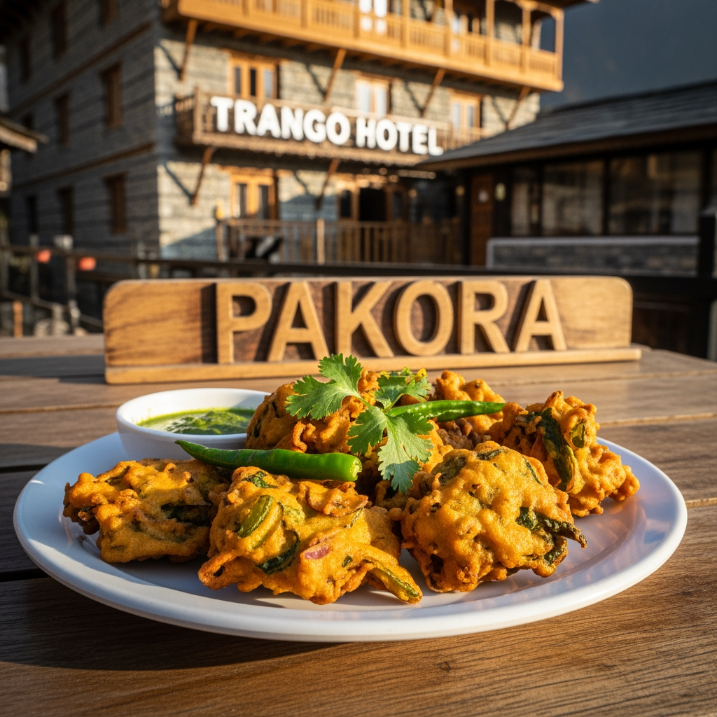 AI Design for trango hotel pakora" yad rahe pakora ek viilage ka nam eha