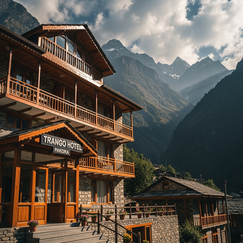 AI Design for trango hotel pakora" yad rahe pakora ek viilage ka nam eha