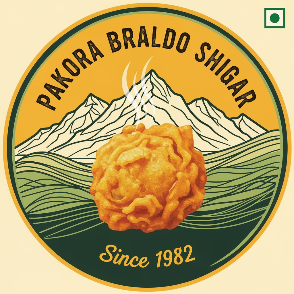 AI Design for "pakora braldo shigar" is ko logo ke sakel ma