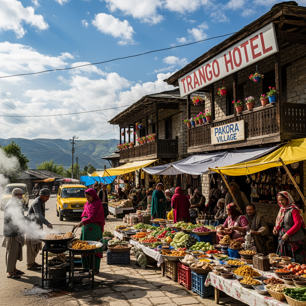 AI Design for trango hotel pakora" yad rahe pakora ek viilage ka nam eha