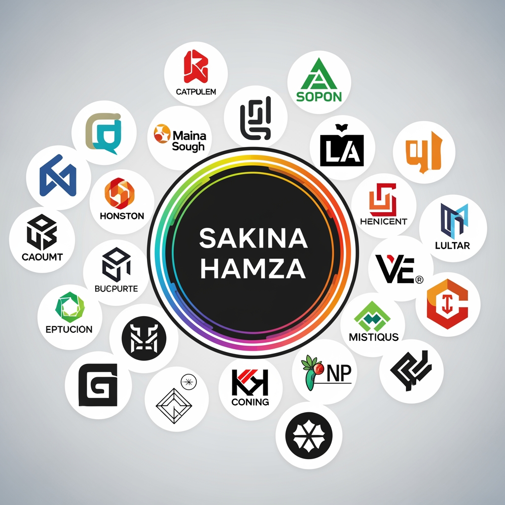 AI Design for sakina hamza" is ko nlogo ke sakel ma bajoo kam sa kam 15 logo bajoo
