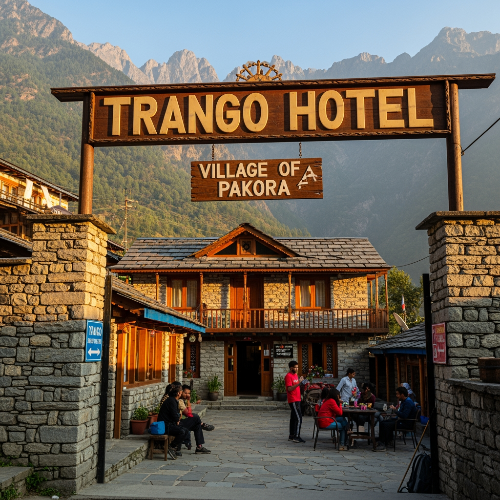 AI Design for trango hotel pakora" yad rahe pakora ek viilage ka nam eha