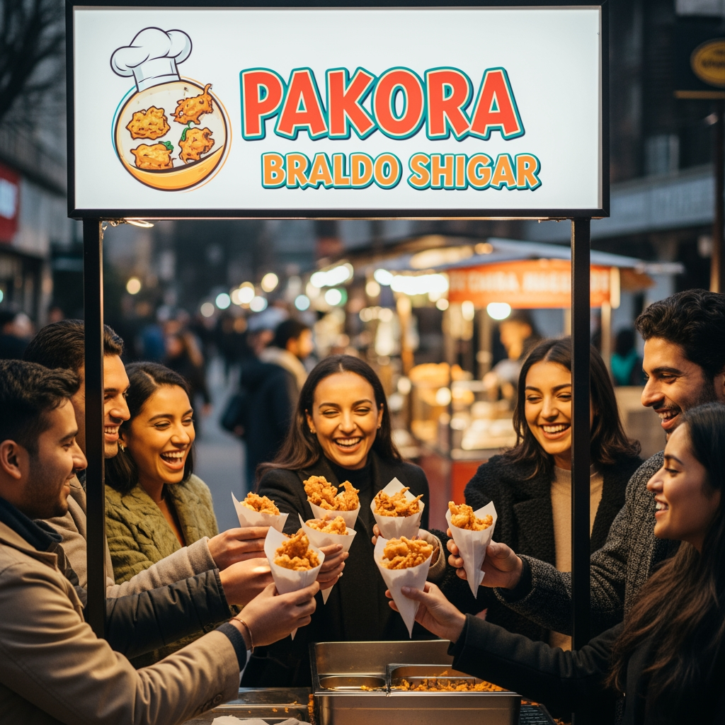 AI Design for "pakora braldo shigar" is ko logo ke sakel ma