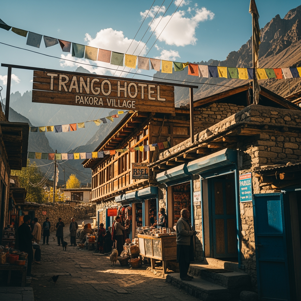 AI Design for trango hotel pakora" yad rahe pakora ek viilage ka nam eha