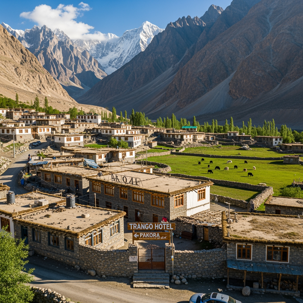 AI Design for trango hotel pakora" yad rahe pakora ek viilage ka nam eha