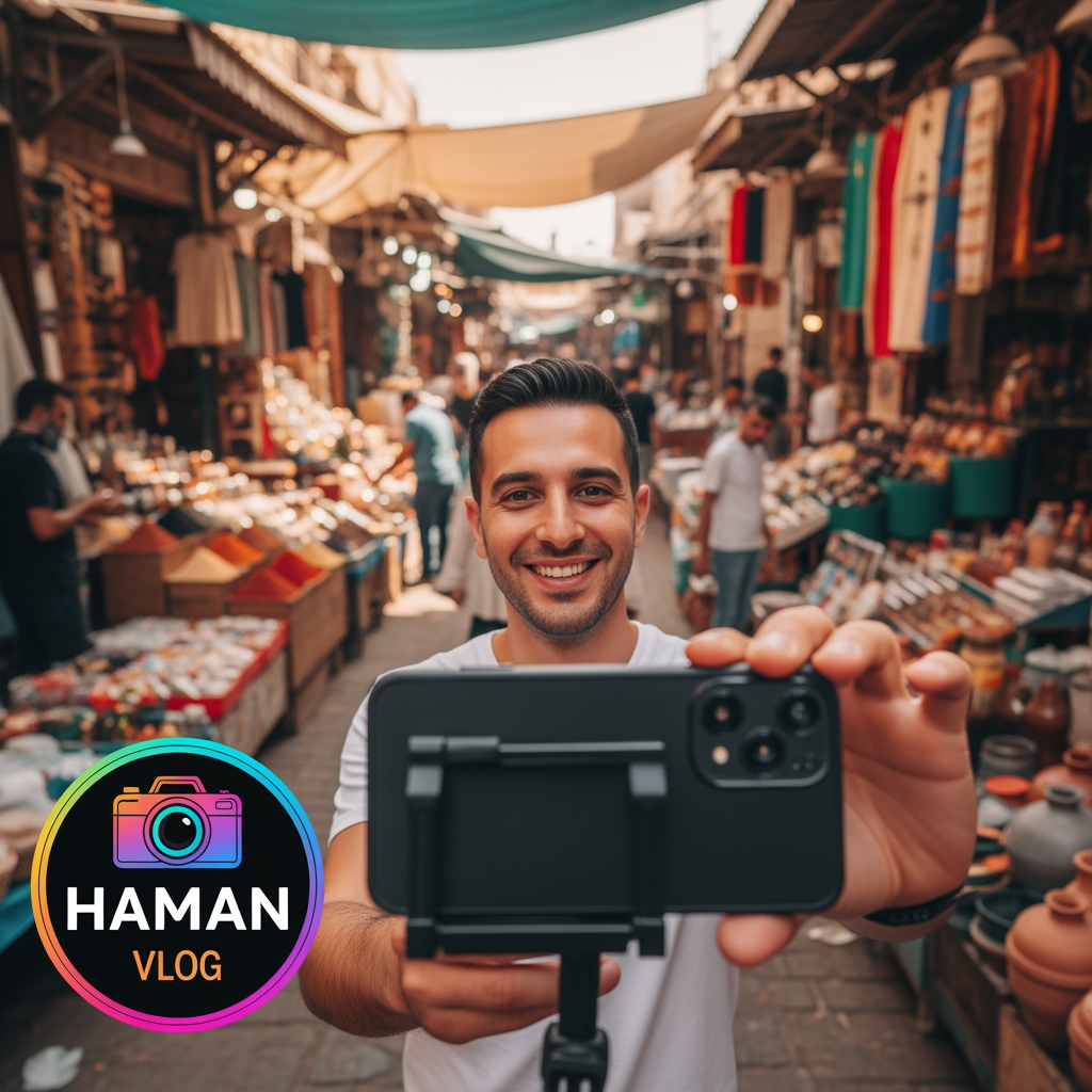 AI Design for "haman vlog" is ko logo ke sakel ,ma bajoo