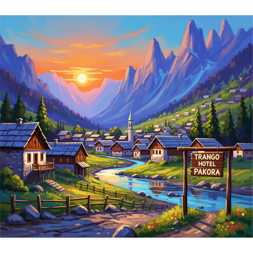 AI Design for trango hotel pakora" yad rahe pakora ek viilage ka nam eha
