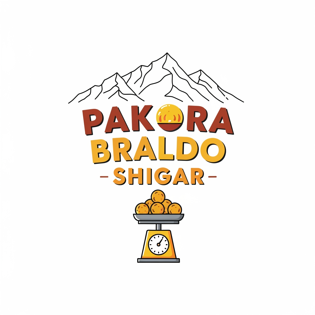 AI Design for "pakora braldo shigar" is ko logo ke sakel ma