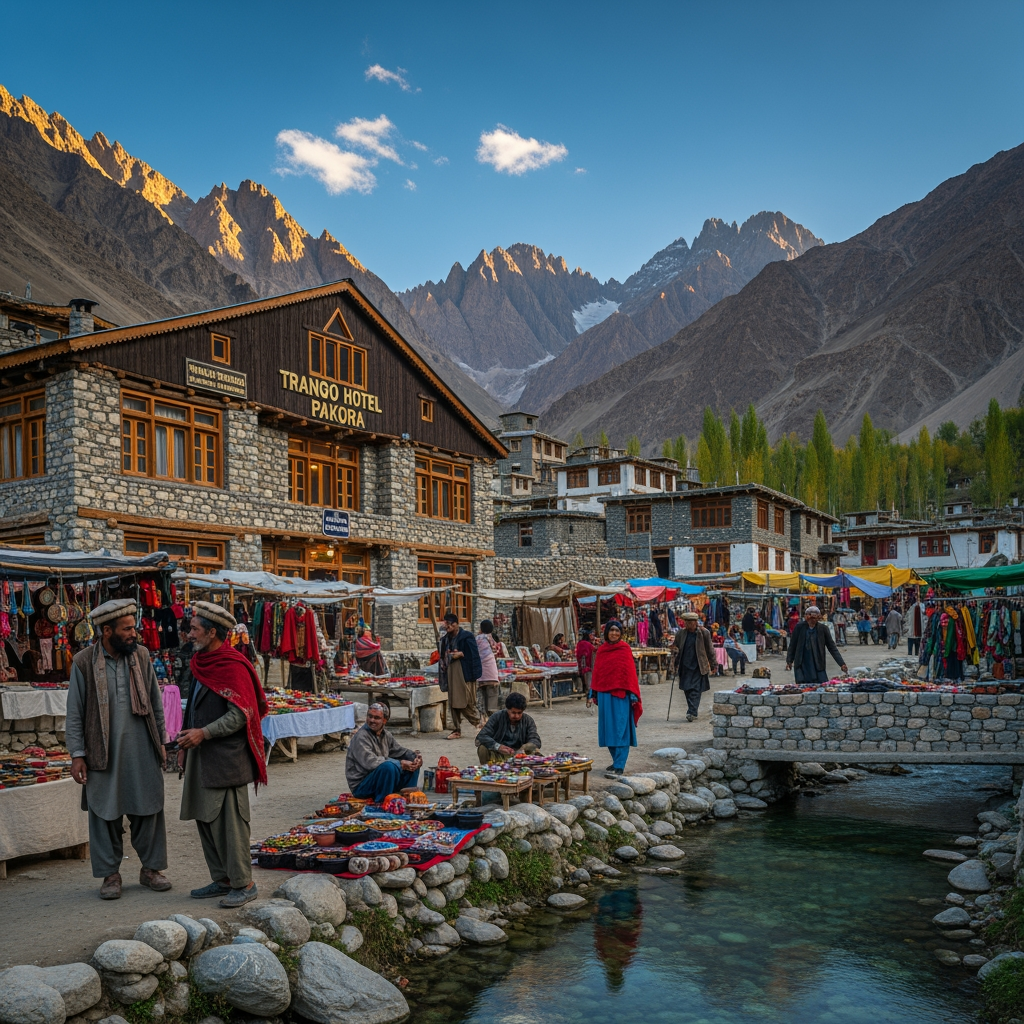 AI Design for trango hotel pakora" yad rahe pakora ek viilage ka nam eha