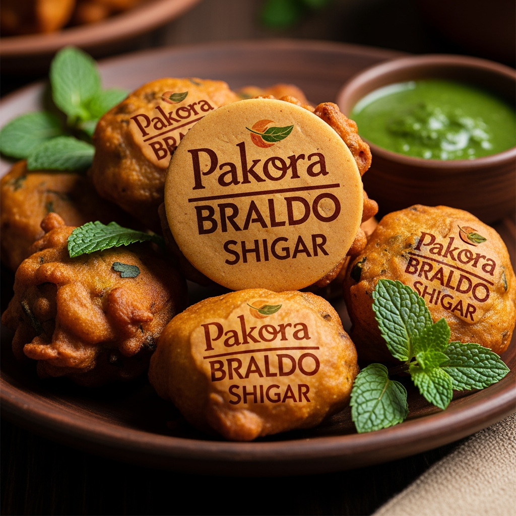 AI Design for "pakora braldo shigar" is ko logo ke sakel ma