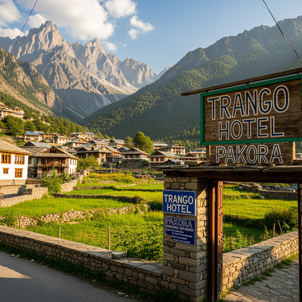 AI Design for trango hotel pakora" yad rahe pakora ek viilage ka nam eha
