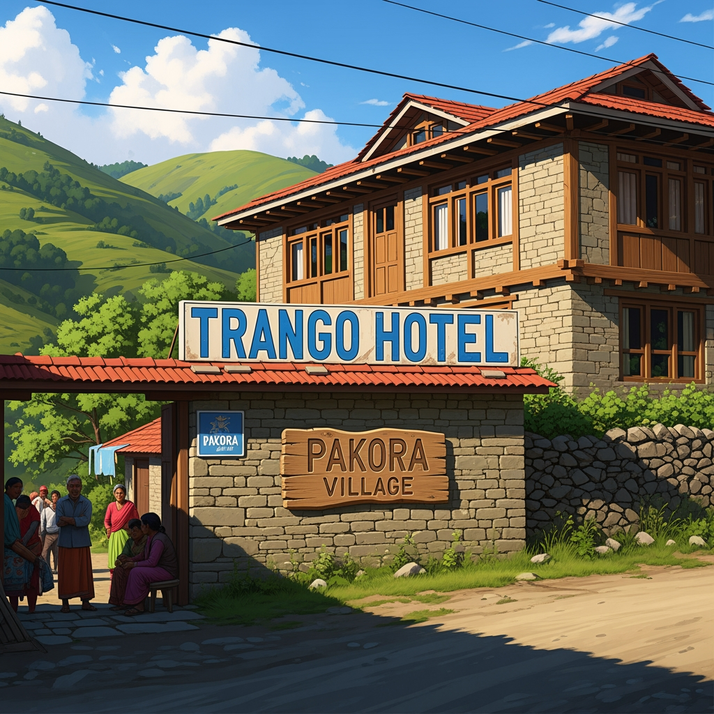AI Design for trango hotel pakora" yad rahe pakora ek viilage ka nam eha