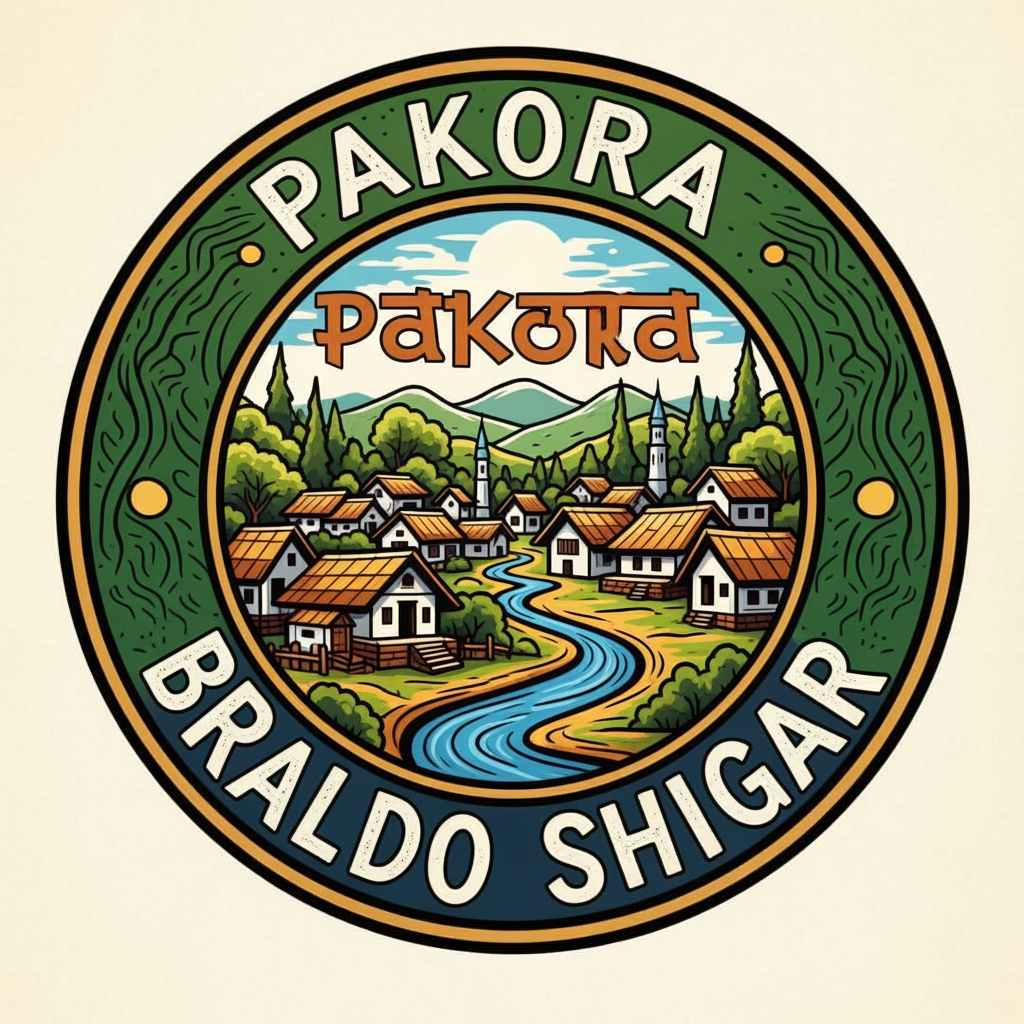 AI Design for "pakora braldo shigar" is ko logo ke sakel ma pakora ek village ka name ha