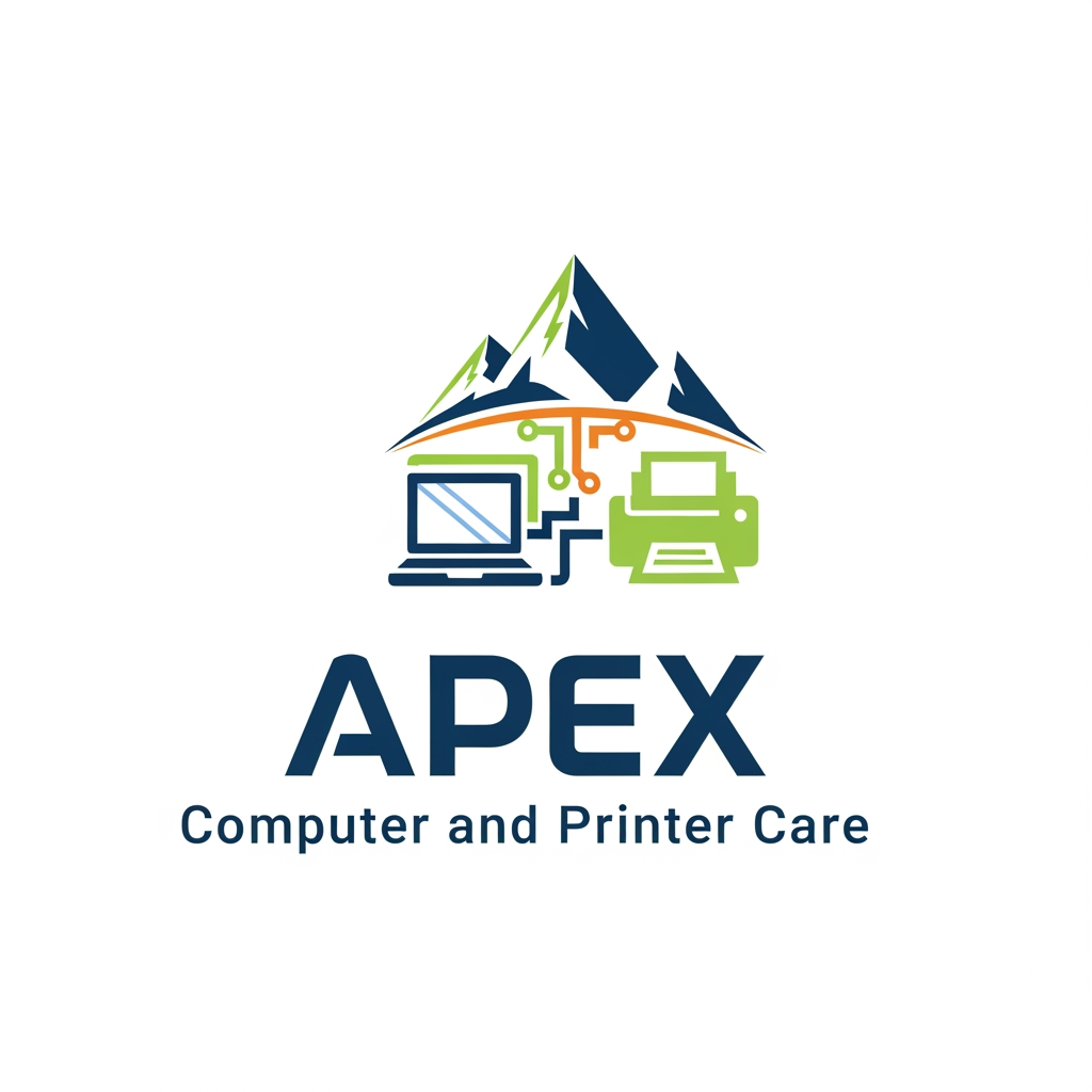 AI Design for im creating a computer and printer care shop apex store i want logo for my website