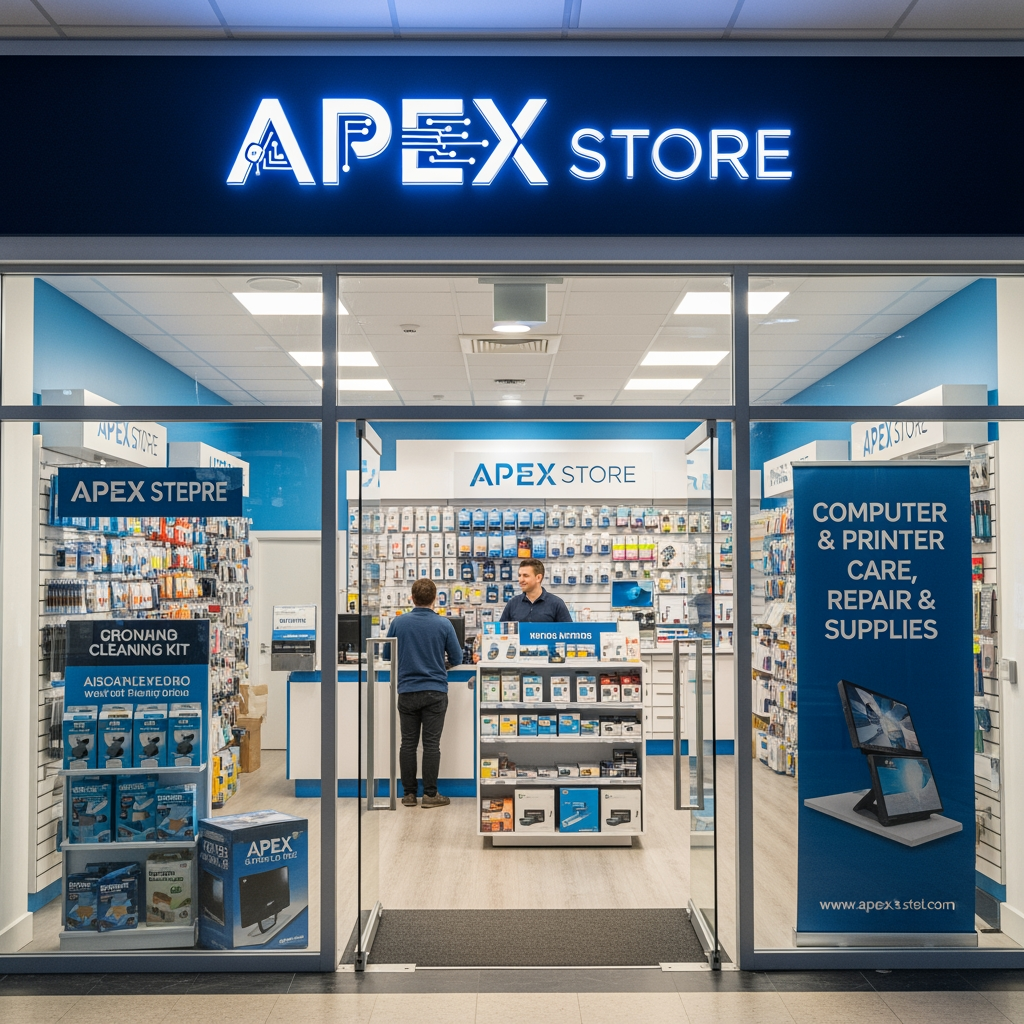 AI Design for im creating a computer and printer care shop apex store