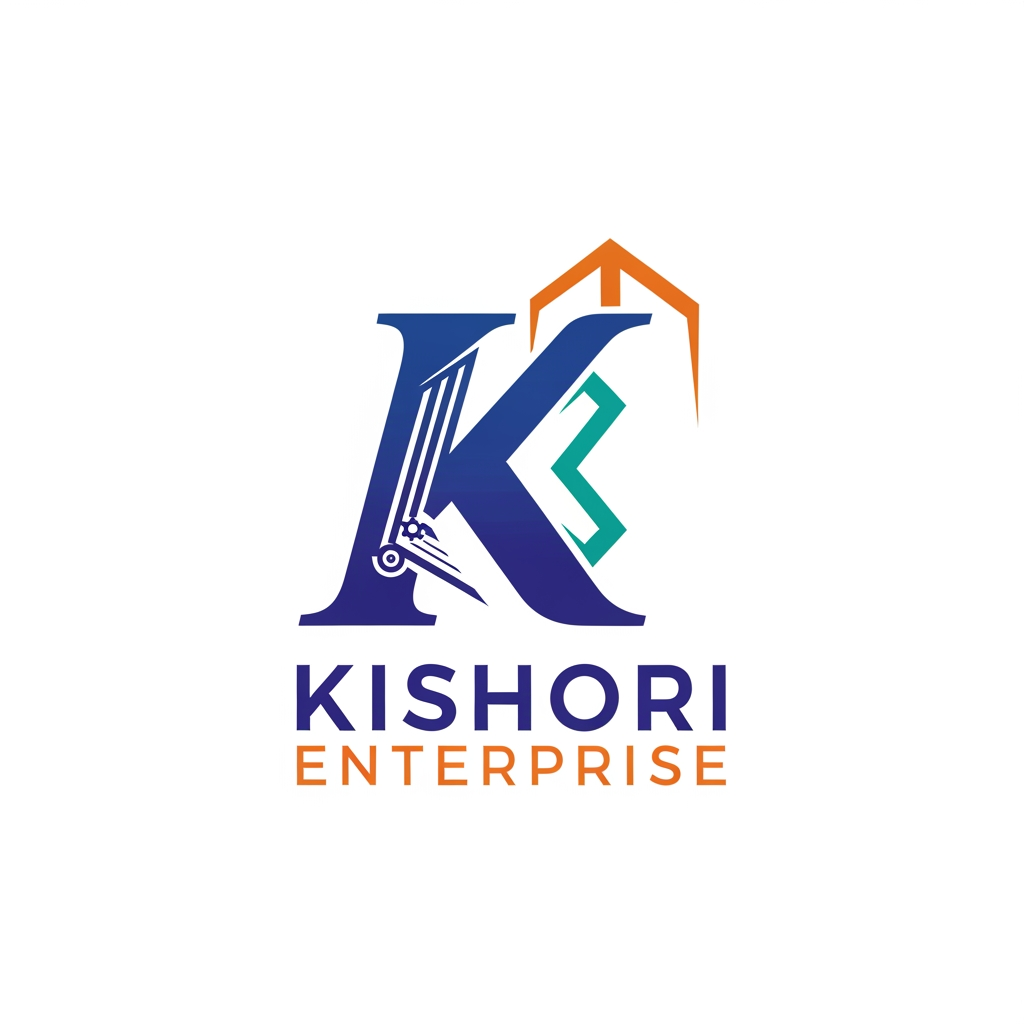 AI Design for Create a logo by using the letter K of the company name Kishori Enterprise the company is a printing firm that helps its clients to put on exhibition stalls booth stalls and fabrication stals and in future will expand business in various sectors