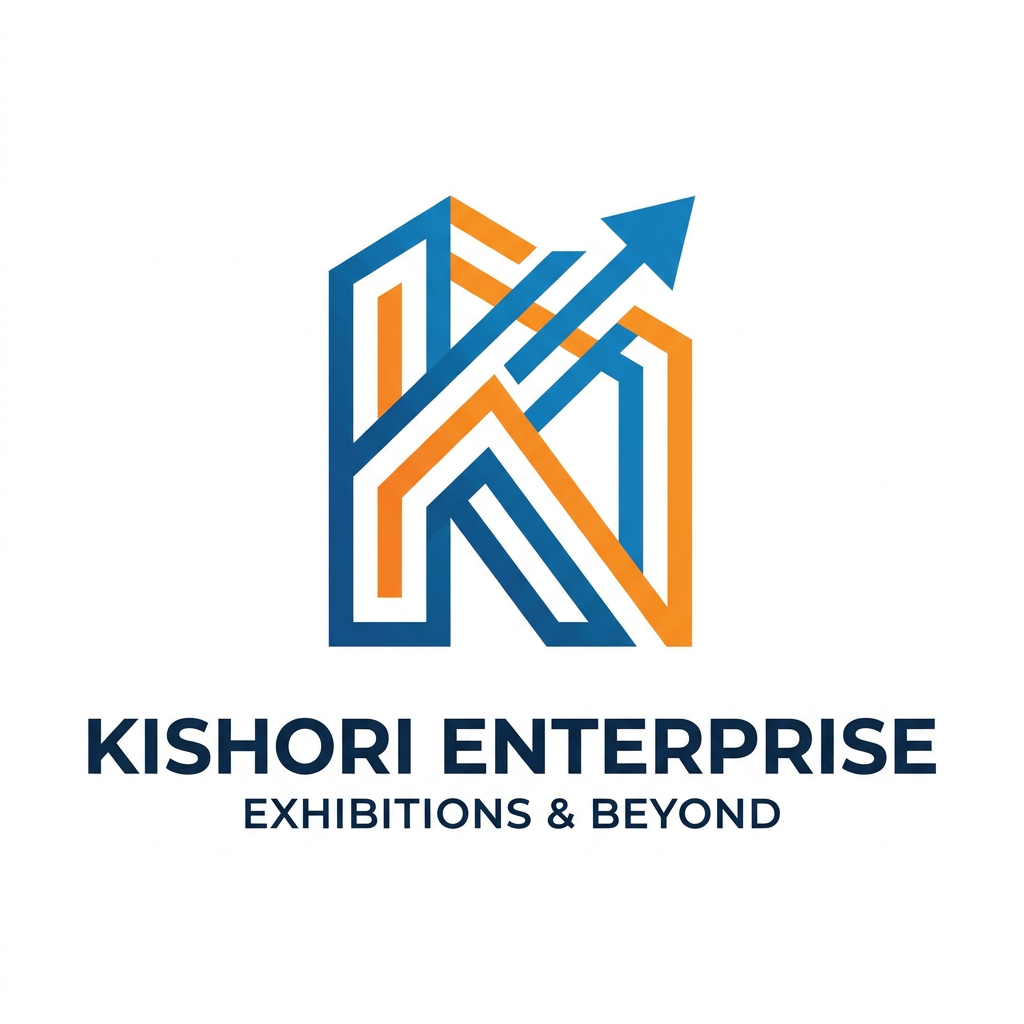 AI Design for create a logo using K of the company name Kishori Enterprise the company helps its client to ste up stalls in exhibitions like botth shell scheme stalls or fabrication stalls and in future this company will expand in other sectors too