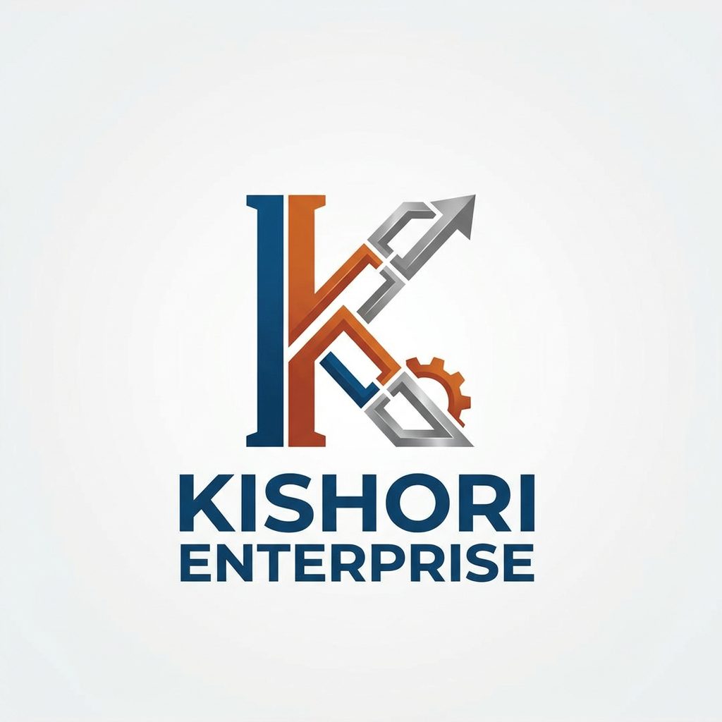 AI Design for create a logo using K of the company name Kishori Enterprise the company helps its client to ste up stalls in exhibitions like botth shell scheme stalls or fabrication stalls and in future this company will expand in other sectors too