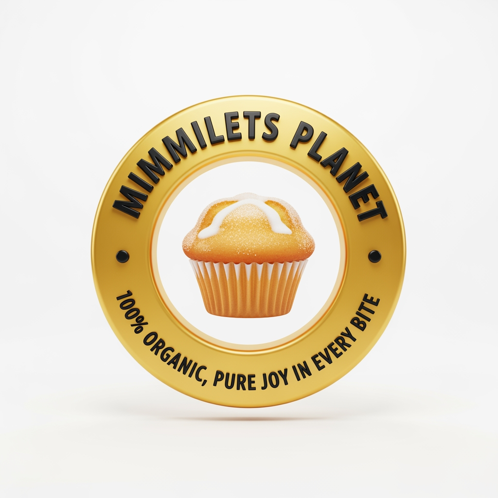 AI Design for Prompt:
"Use the uploaded logo as the primary reference. Recreate the same circular logo in a premium modern 3D style while preserving the original layout, typography placement, and branding.
Keep the brand name 'MIMMILETS PLANET' in bold uppercase letters following the top curve of the circle.
Keep the tagline '100% ORGANIC, PURE JOY IN EVERY BITE' along the bottom curve.
Preserve the two black separator dots on the left and right sides.
Maintain the circular badge composition.
Center Icon
Replace the flat muffin illustration with a highly detailed 3D organic muffin.
Soft golden-brown baked texture.
White sugar or cream topping with realistic depth.
Slight gloss and natural shadows.
Premium bakery appearance.
Ring Design
Thick circular ring in luxurious glossy golden-yellow.
Smooth beveled edges with realistic depth.
Metallic-plastic finish.
Soft reflections and subtle highlights.
Typography
Bold modern sans-serif font.
Black embossed 3D lettering.
Clean bevel effect.
Slight extrusion with realistic shadows.
Premium brand identity.
Lighting
Studio lighting.
Soft ambient shadows.
High-quality reflections.
Realistic depth and dimensionality.
Background
Pure white or light gray.
Minimalistic.
Floating logo presentation.
Soft shadow underneath.
Style
Luxury food branding.
Modern minimalism.
Premium 3D logo mockup.
Photorealistic.
Ultra-clean.
High-end packaging design.
Crisp edges.
8K resolution.
Professional branding presentation.
Color Palette
Bright golden yellow (#FFD329)
Deep black typography
Warm brown muffin
White topping
Soft neutral shadows
Output
Front-facing centered logo.
Perfectly symmetrical.
Transparent background version plus white background version.
Ultra-HD, sharp, premium 3D branding suitable for packaging, websites, signage, and social media."**
