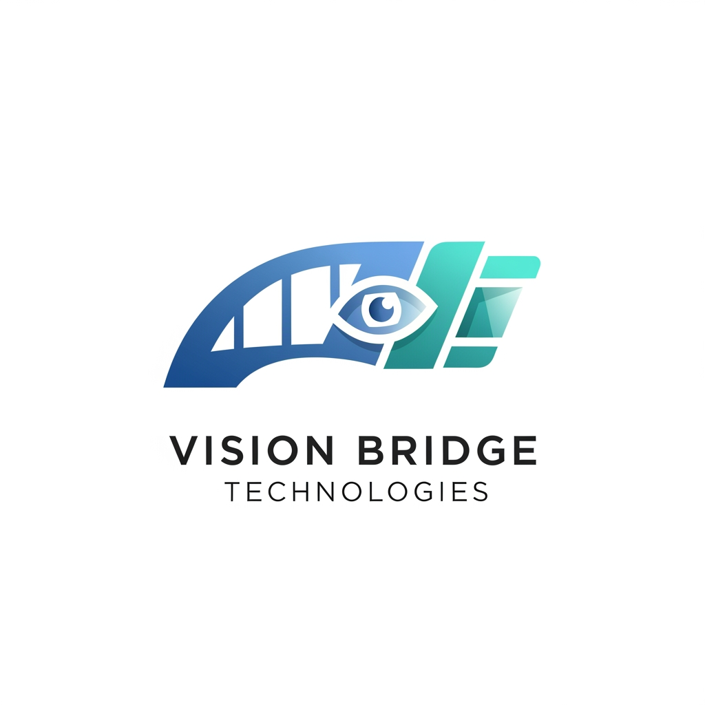 AI Design for {"prompt":"Create a modern, professional logo for a technology company named 'Vision Bridge Technologies'. The logo should symbolize innovation, connectivity, and digital transformation. Incorporate a minimalist bridge integrated with abstract vision elements such as an eye, lens, or forward-looking geometric shapes. Use a clean blue and teal color palette with subtle gradients, paired with dark gray typography. The company name should appear in a sleek, sans-serif font beneath or beside the icon. The design should be scalable, flat, and suitable for websites, business cards, and app icons, with a transparent background."}