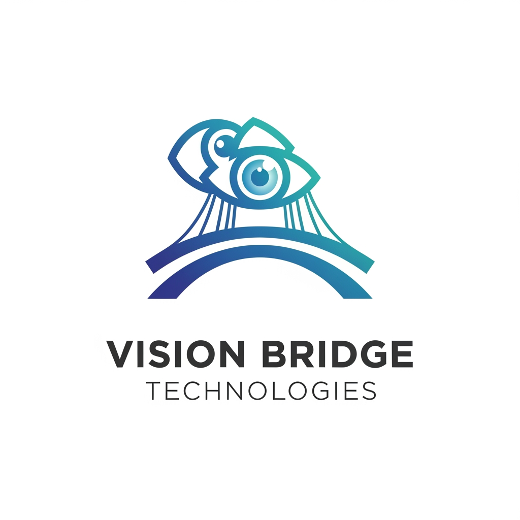 AI Design for {"prompt":"Create a modern, professional logo for a technology company named 'Vision Bridge Technologies'. The logo should symbolize innovation, connectivity, and digital transformation. Incorporate a minimalist bridge integrated with abstract vision elements such as an eye, lens, or forward-looking geometric shapes. Use a clean blue and teal color palette with subtle gradients, paired with dark gray typography. The company name should appear in a sleek, sans-serif font beneath or beside the icon. The design should be scalable, flat, and suitable for websites, business cards, and app icons, with a transparent background."}