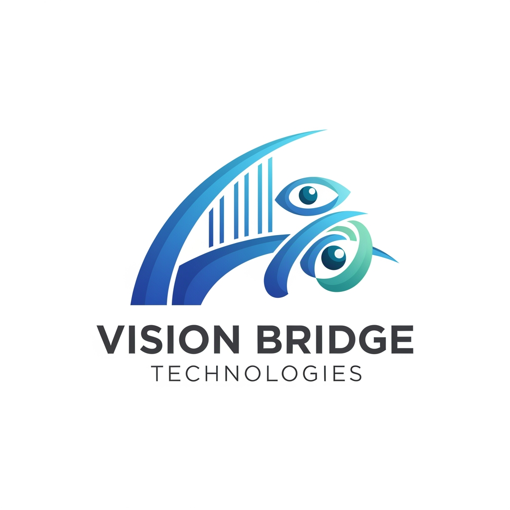AI Design for {"prompt":"Create a modern, professional logo for a technology company named 'Vision Bridge Technologies'. The logo should symbolize innovation, connectivity, and digital transformation. Incorporate a minimalist bridge integrated with abstract vision elements such as an eye, lens, or forward-looking geometric shapes. Use a clean blue and teal color palette with subtle gradients, paired with dark gray typography. The company name should appear in a sleek, sans-serif font beneath or beside the icon. The design should be scalable, flat, and suitable for websites, business cards, and app icons, with a transparent background."}