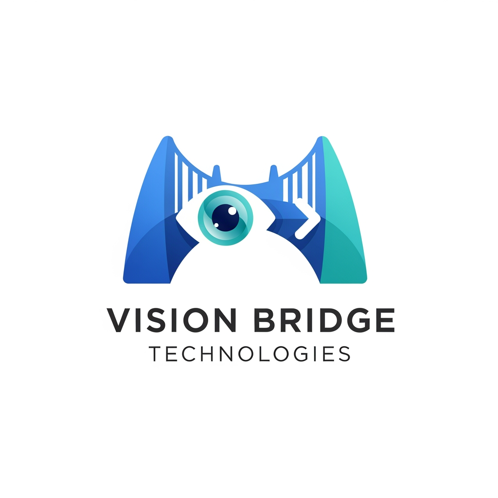 AI Design for {"prompt":"Create a modern, professional logo for a technology company named 'Vision Bridge Technologies'. The logo should symbolize innovation, connectivity, and digital transformation. Incorporate a minimalist bridge integrated with abstract vision elements such as an eye, lens, or forward-looking geometric shapes. Use a clean blue and teal color palette with subtle gradients, paired with dark gray typography. The company name should appear in a sleek, sans-serif font beneath or beside the icon. The design should be scalable, flat, and suitable for websites, business cards, and app icons, with a transparent background."}