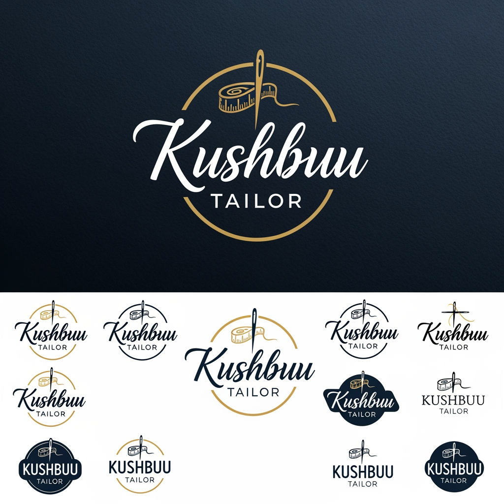 AI Design for make a business idea logo with the name of - KUSHBUU TAILOR  and customize amazing  and give 10 sample+