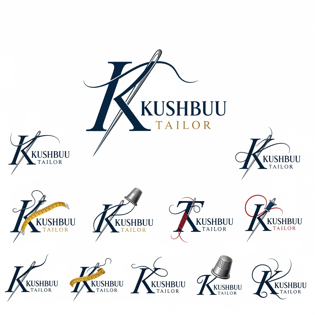 AI Design for make a business idea logo with the name of - KUSHBUU TAILOR  and customize amazing  and give 10 sample+