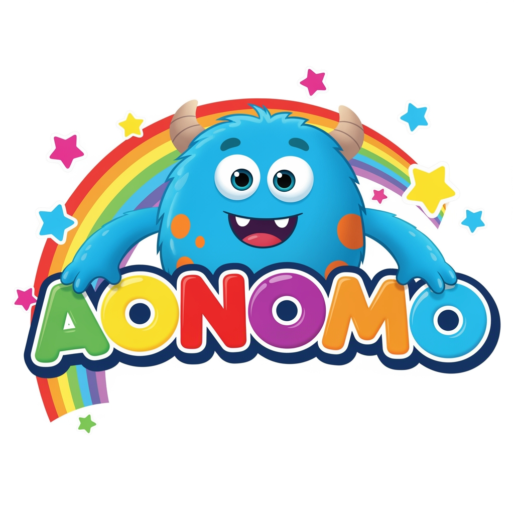 AI Design for make logo for youtube kids channel name "AONOMO"