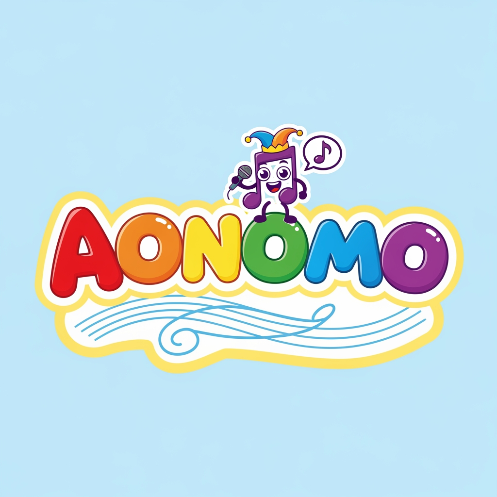 AI Design for make logo for youtube kids rhyme channel name "AONOMO"