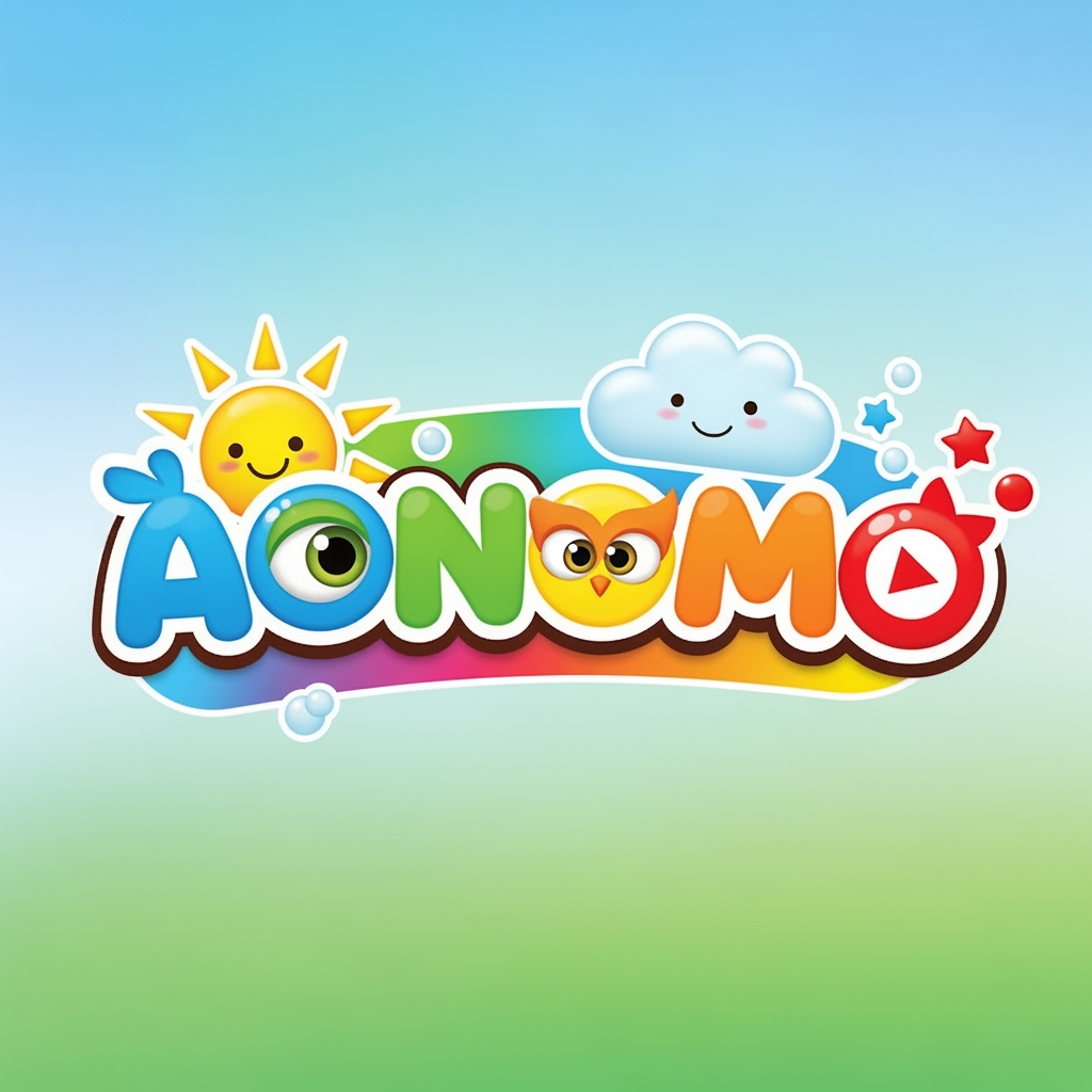 AI Design for make logo for youtube kids channel name "AONOMO"