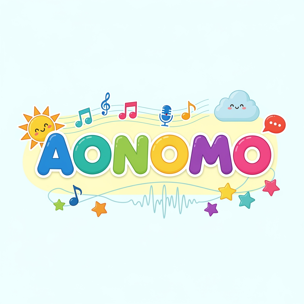 AI Design for make logo for youtube kids rhyme channel name "AONOMO"