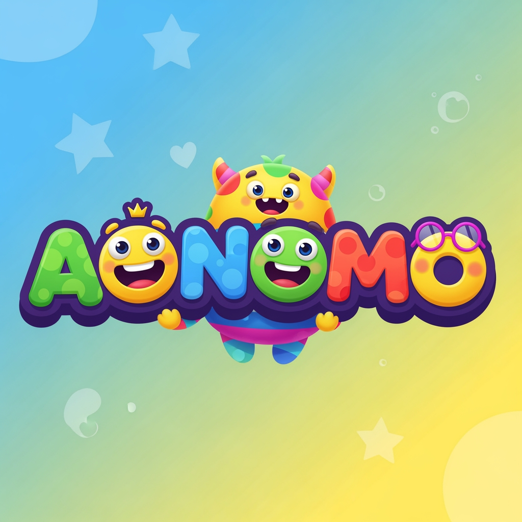 AI Design for make logo for youtube kids channel name "AONOMO"