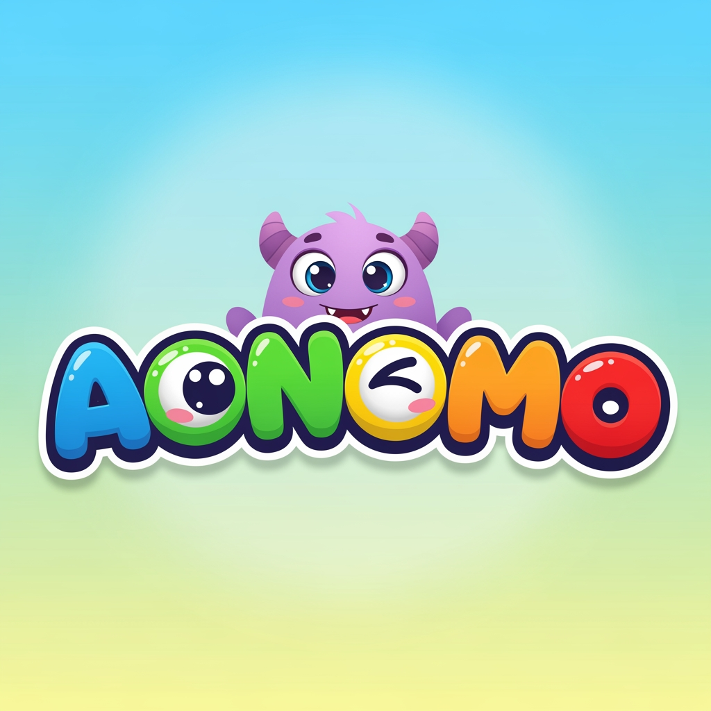 AI Design for make logo for youtube kids channel name "AONOMO"