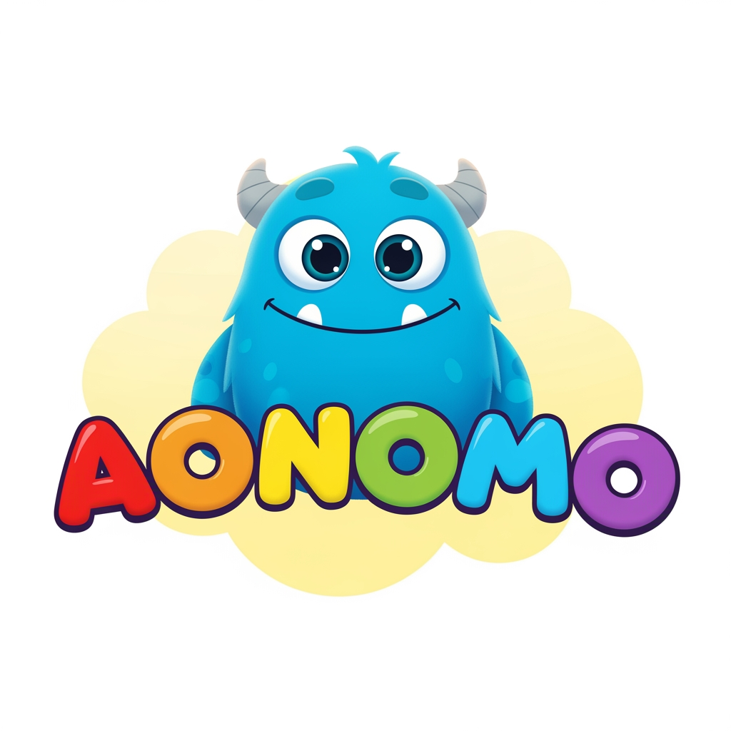 AI Design for make logo for youtube kids channel name "AONOMO"