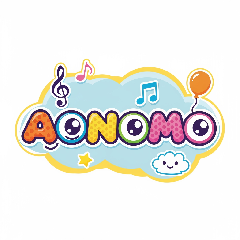 AI Design for make logo for youtube kids rhyme channel name "AONOMO"